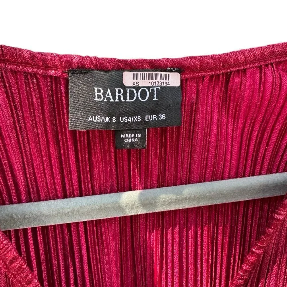 Bardot Women's Priscilla Shimmer Bodysuit In Deep Red Shimmer Party Size XS - Picture 7 of 8